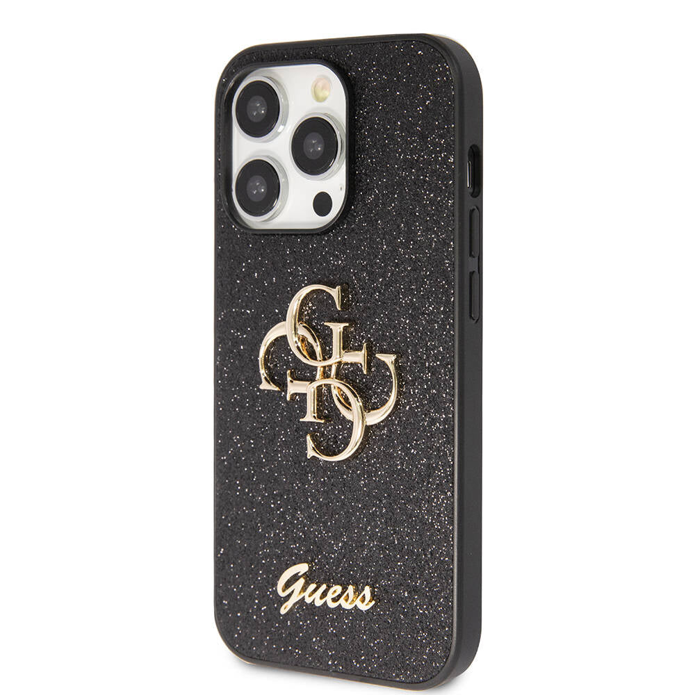 Guess iPhone 14 Pro Max Orjinal Lisanslı 4G Büyük Metal Logolu Glitter Kılıf