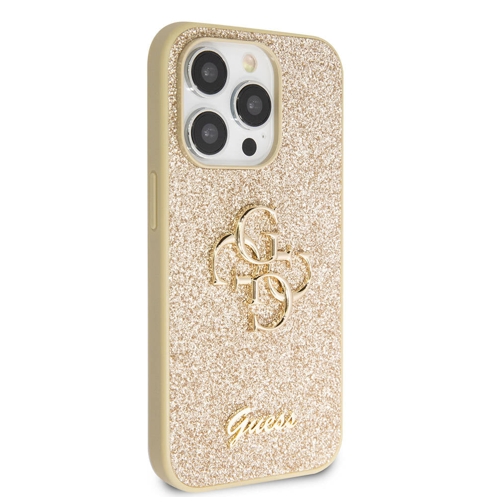 Guess iPhone 14 Pro Max Orjinal Lisanslı 4G Büyük Metal Logolu Glitter Kılıf