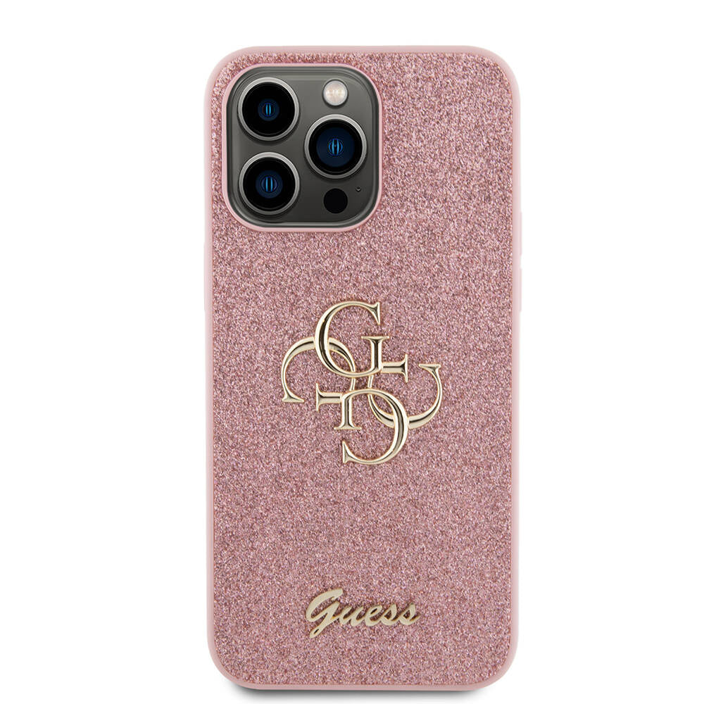 Guess iPhone 14 Pro Max Orjinal Lisanslı 4G Büyük Metal Logolu Glitter Kılıf