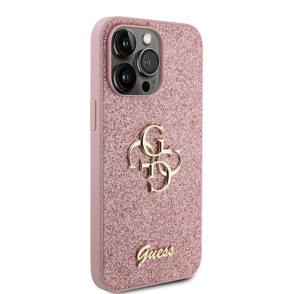 Guess iPhone 14 Pro Max Orjinal Lisanslı 4G Büyük Metal Logolu Glitter Kılıf