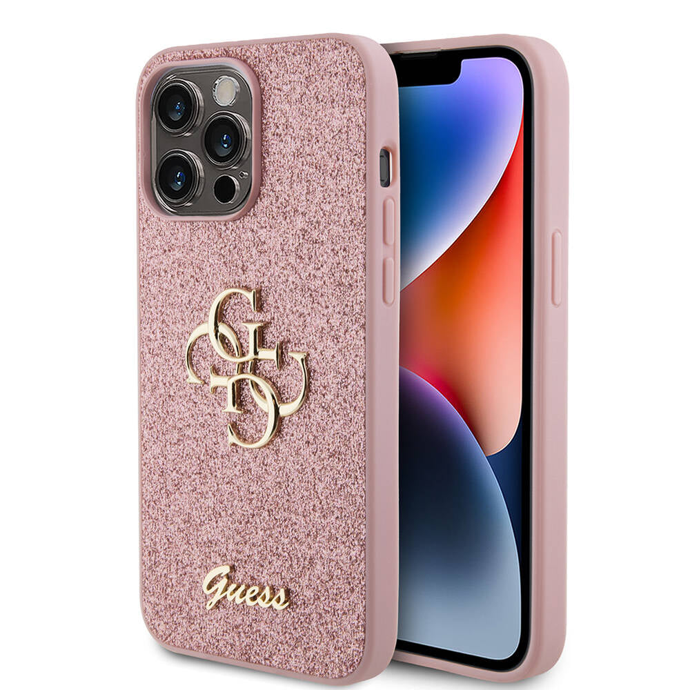 Guess iPhone 14 Pro Max Orjinal Lisanslı 4G Büyük Metal Logolu Glitter Kılıf