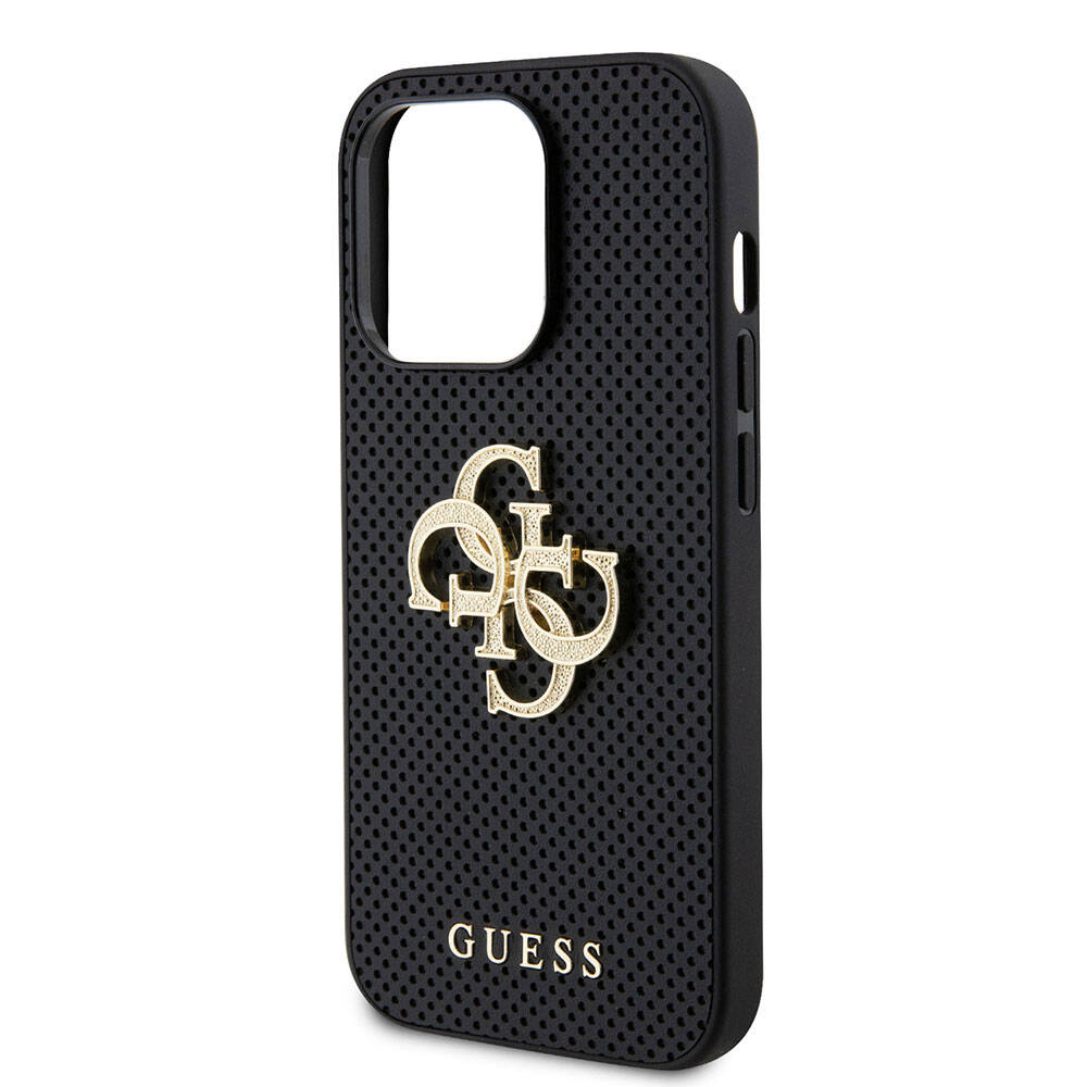 Guess iPhone 14 Pro Max Orjinal Lisanslı Delikli Yazı ve 4G Glitter Büyük Metal Logolu Telefon Kılıfı