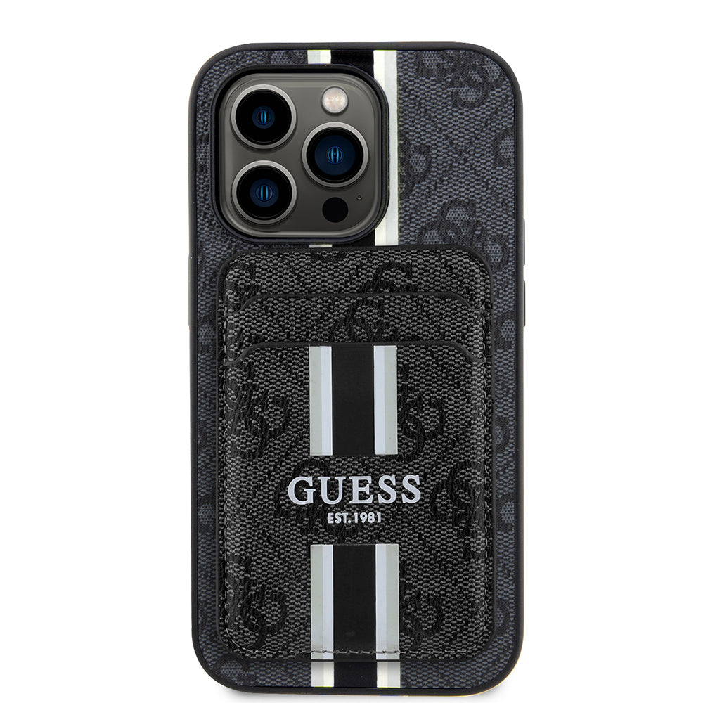 iPhone 14 Pro Max Kılıf Guess Orjinal Lisanslı M-safe Şarj Özellikli 4G Desenli Çizgili Kartlıklı Kılıf