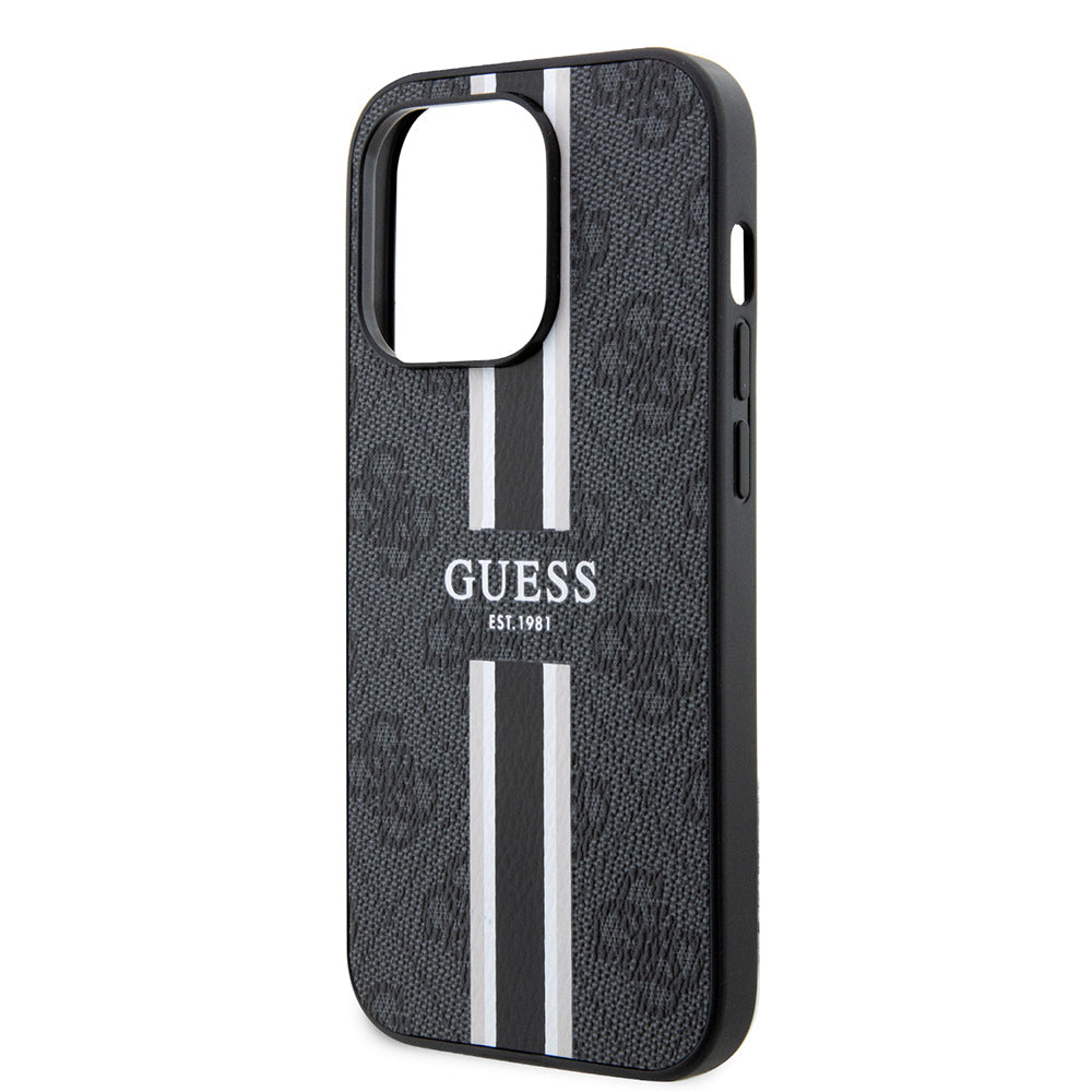 Guess iPhone 14 Pro Max Orjinal Lisanslı M-safe Şarj Özellikli 4G Şerit Tasarımlı Printed Kılıf