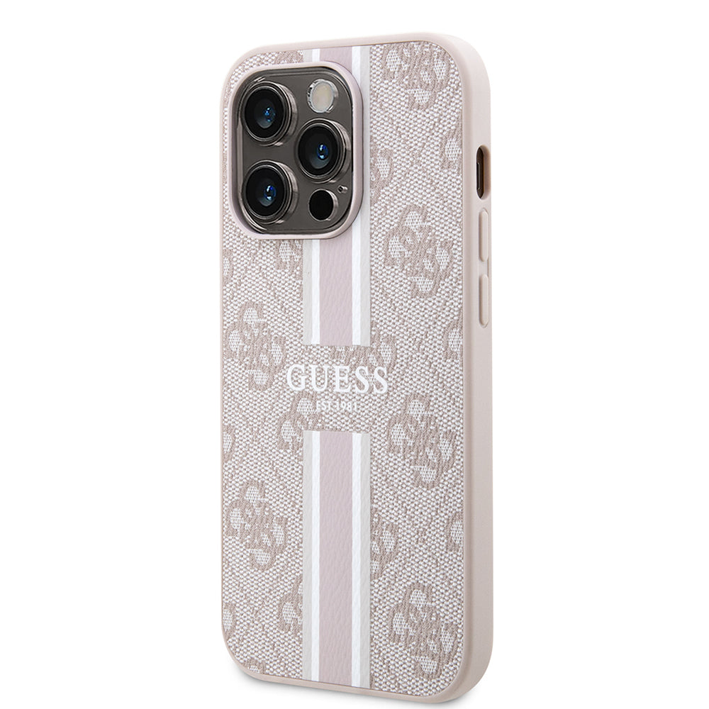Guess iPhone 14 Pro Max Orjinal Lisanslı M-safe Şarj Özellikli 4G Şerit Tasarımlı Printed Kılıf