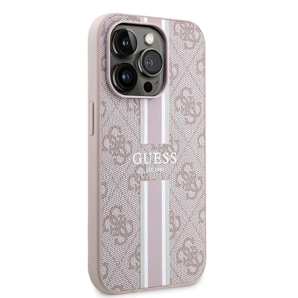 Guess iPhone 14 Pro Max Orjinal Lisanslı M-safe Şarj Özellikli 4G Şerit Tasarımlı Printed Kılıf