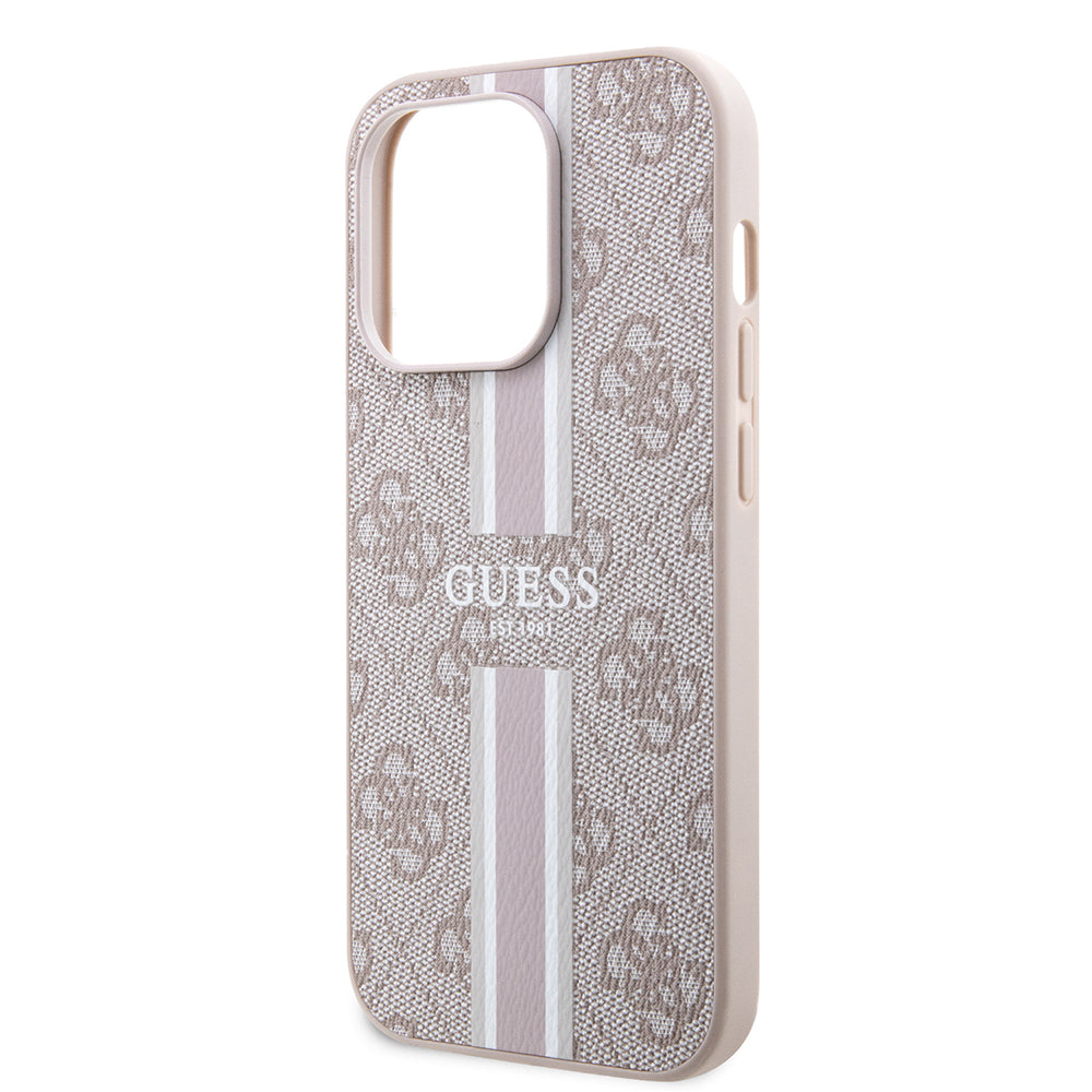 Guess iPhone 14 Pro Max Orjinal Lisanslı M-safe Şarj Özellikli 4G Şerit Tasarımlı Printed Kılıf