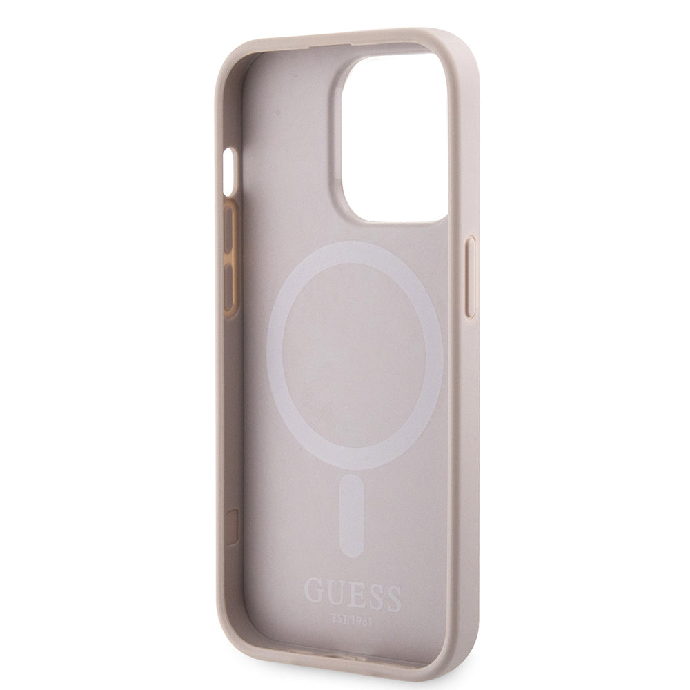 Guess iPhone 14 Pro Max Orjinal Lisanslı M-safe Şarj Özellikli 4G Şerit Tasarımlı Printed Kılıf