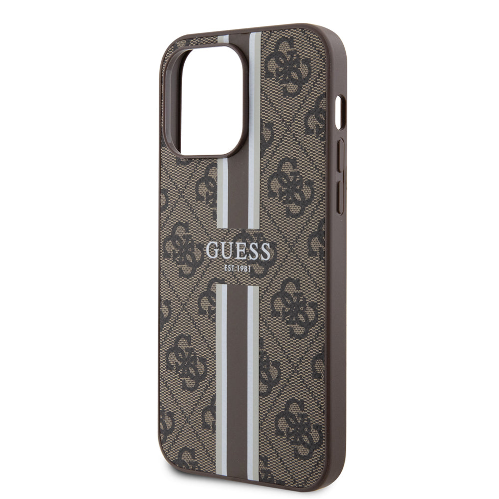 Guess iPhone 14 Pro Max Orjinal Lisanslı M-safe Şarj Özellikli 4G Şerit Tasarımlı Printed Kılıf