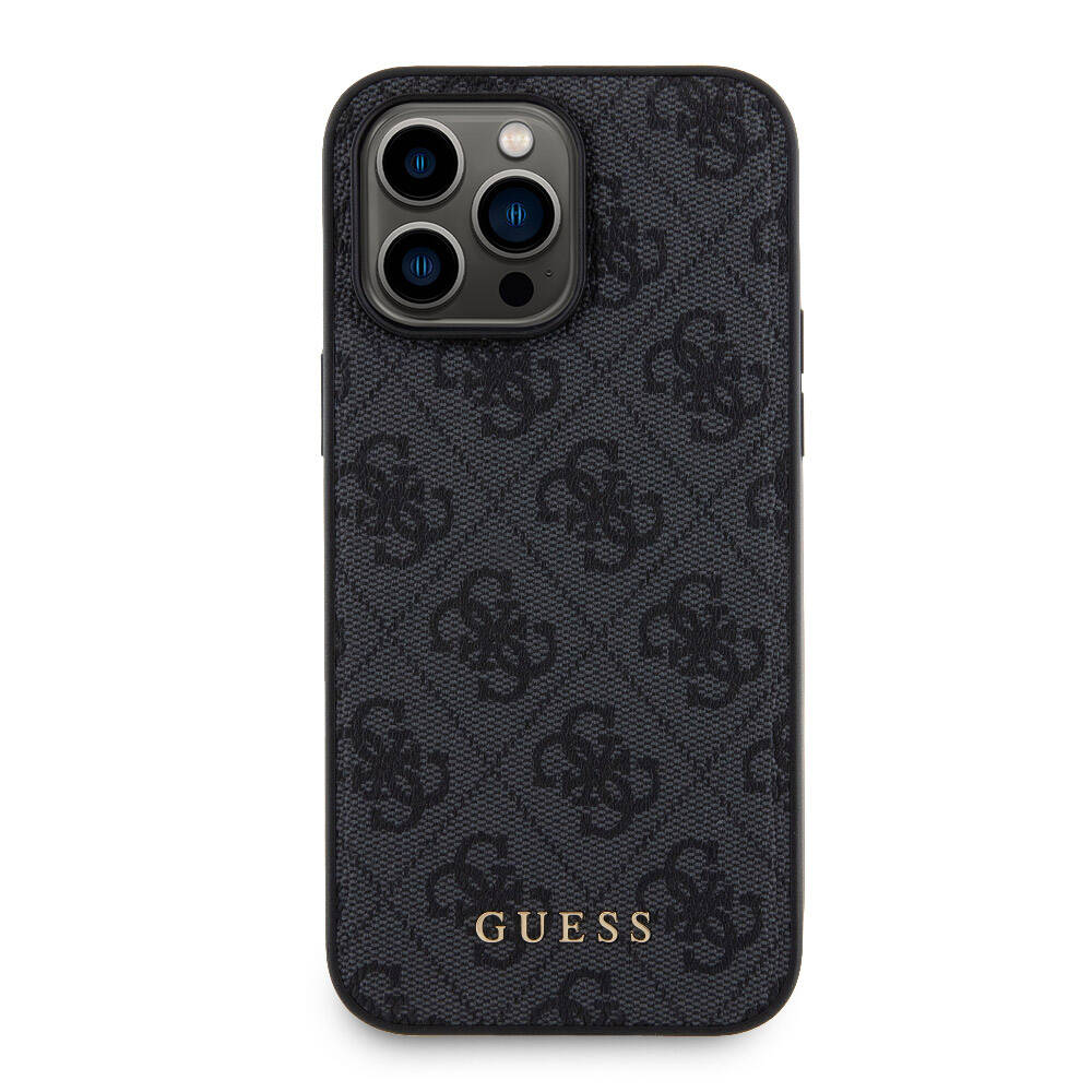 Guess iPhone 14 Pro Max Orjinal Lisanslı Magsafe Şarj Özellikli Yazı Logolu 4G Desenli Telefon Kılıfı + Powerbank 5000mAh 2in1 Set