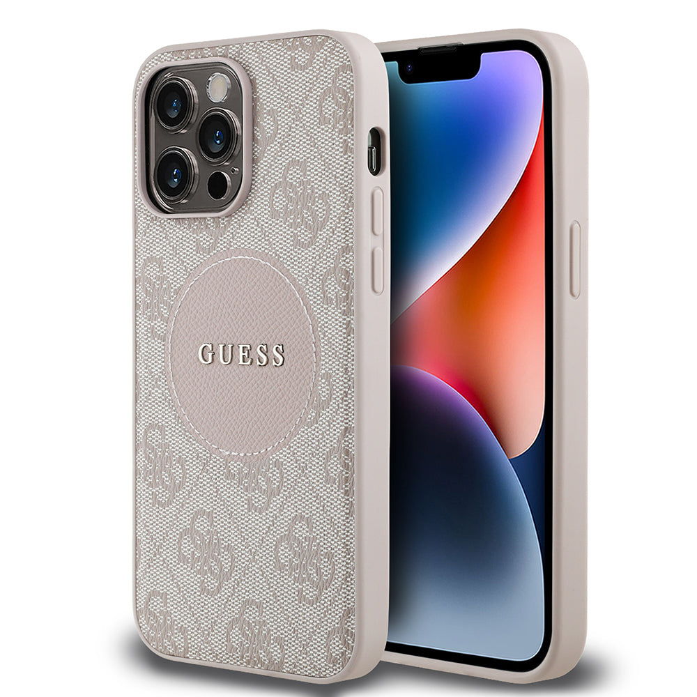 Guess iPhone 14 Pro Max Orjinal Lisanslı M-safe Şarj Özellikli Yazı Logolu Circle Classic Kılıf