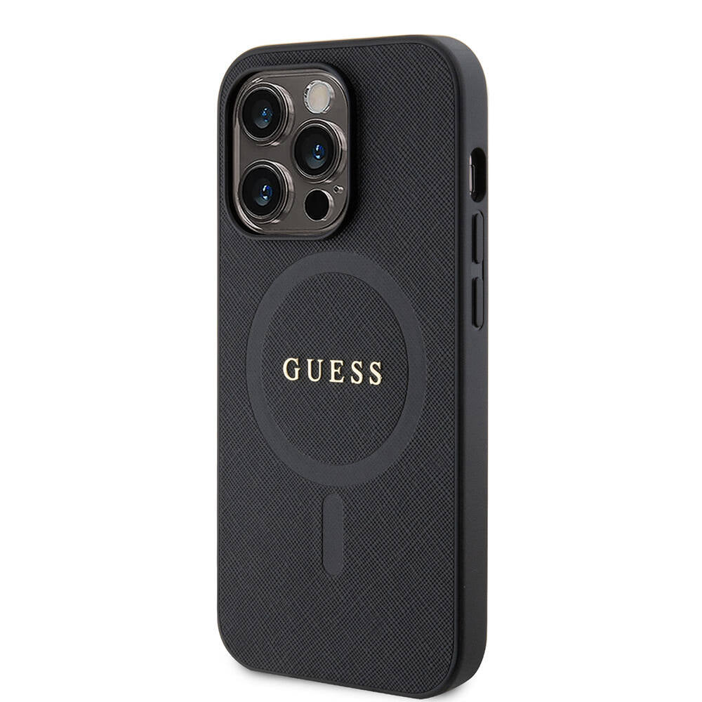 Guess iPhone 14 Pro Max Orjinal Lisanslı M-safe Şarj Özellikli Yazı Logolu Saffiano Kılıf