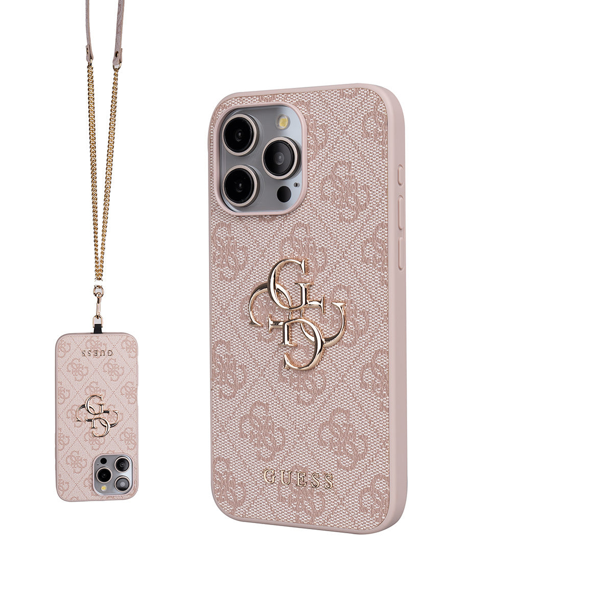 Guess iPhone 14 Pro Max Orjinal Lisanslı PU Deri 4G Büyük Metal Logolu Çapraz Vücut Askılı Kılıf