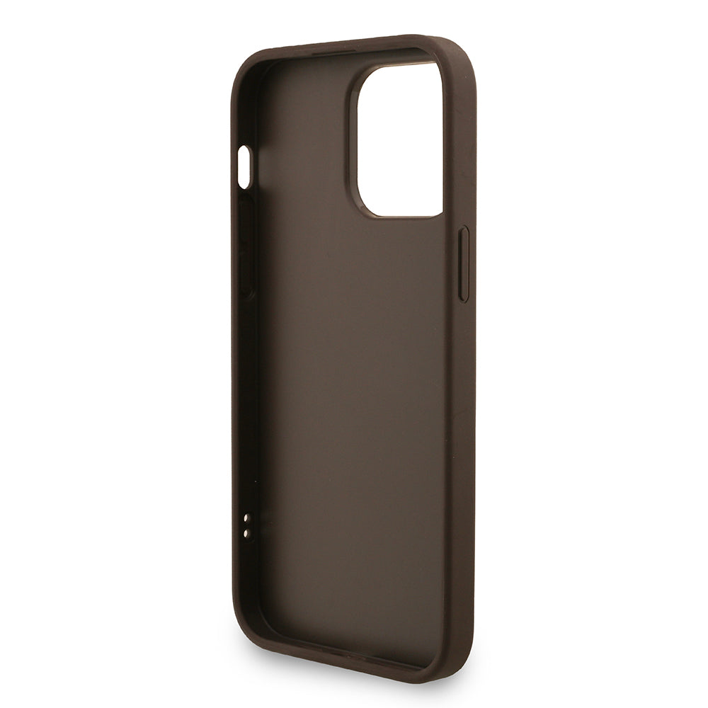 Guess iPhone 14 Pro Max Orjinal Lisanslı PU Deri Bilek Askı İpli Metal Büyük 4G ve Yazı Logolu Kılıf