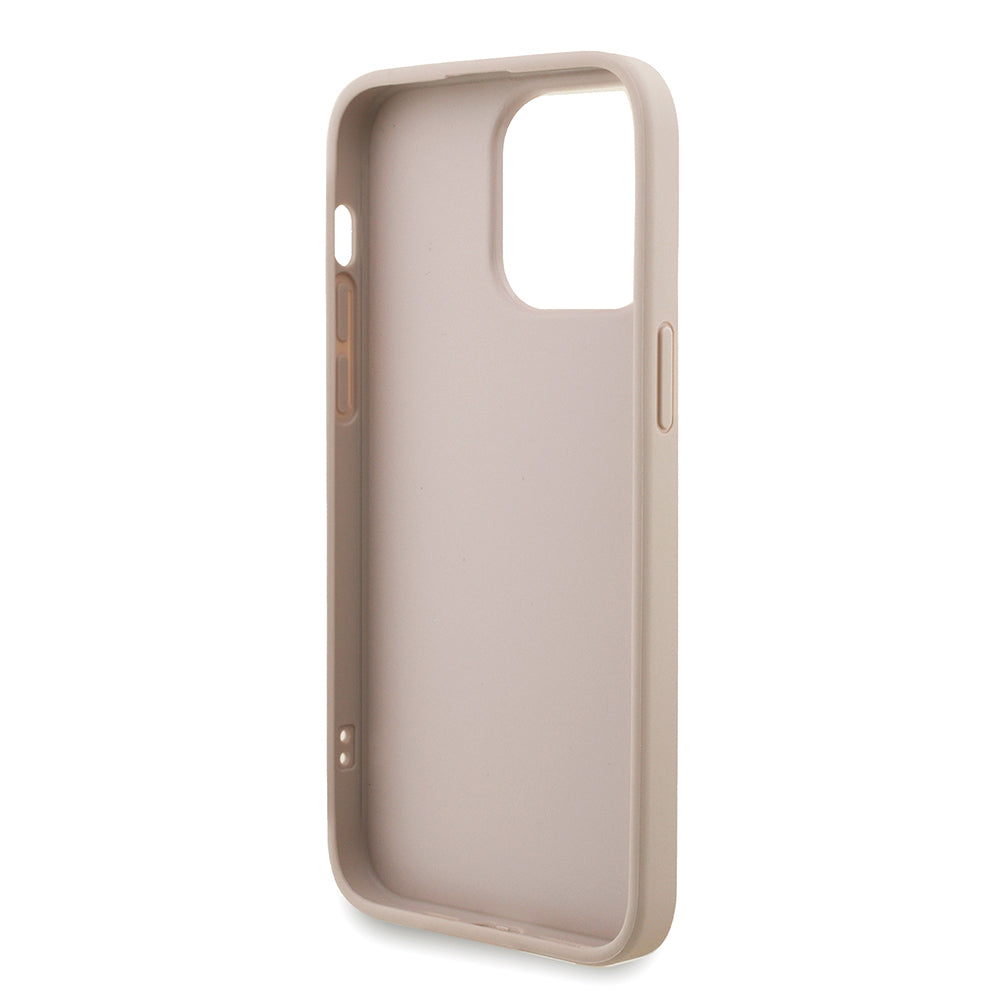 Guess iPhone 14 Pro Max Orjinal Lisanslı PU Deri Bilek Askı İpli Metal Büyük 4G ve Yazı Logolu Kılıf