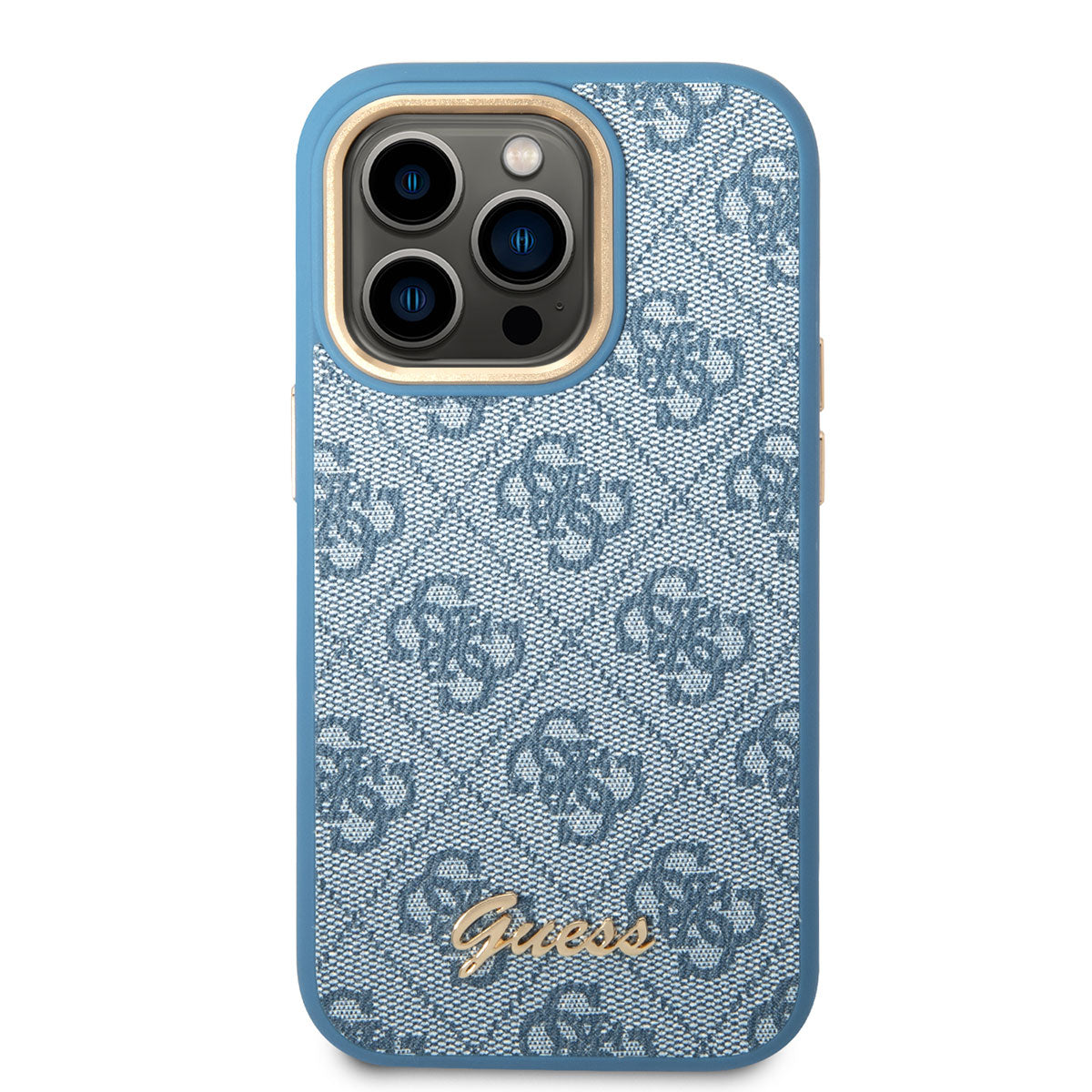 Guess iPhone 14 Pro Max PU Deri Metal Logo Dizaynlı Telefon Kılıfı