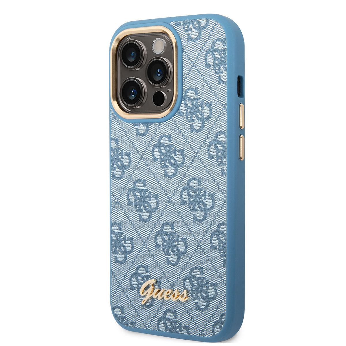 Guess iPhone 14 Pro Max PU Deri Metal Logo Dizaynlı Telefon Kılıfı