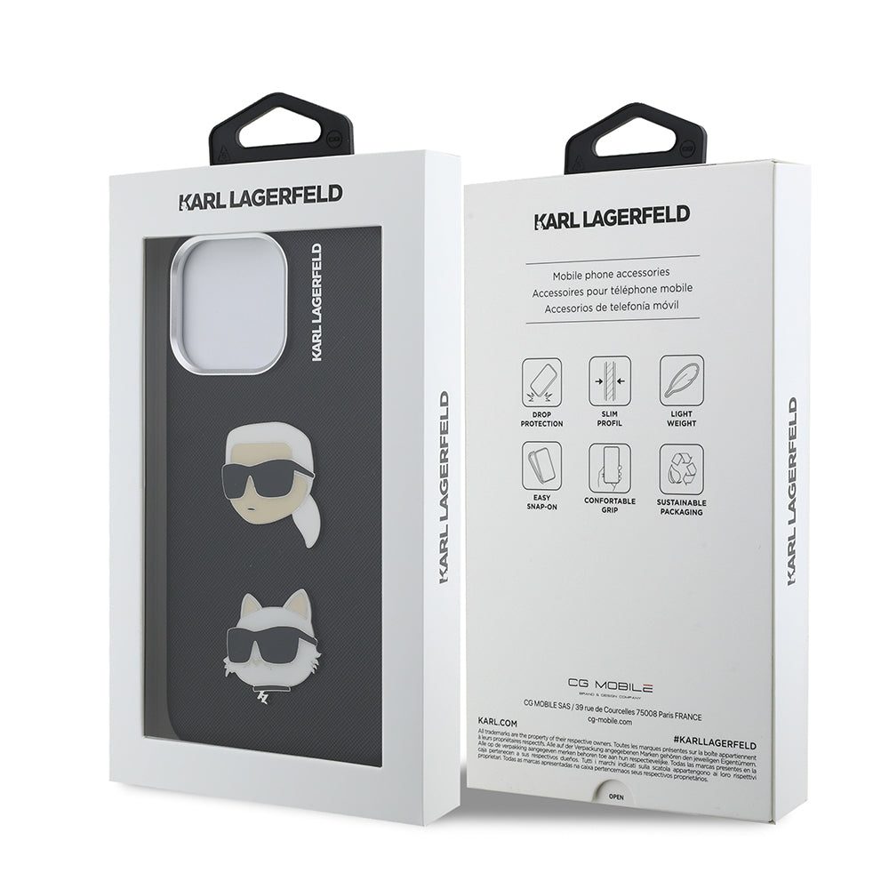 Karl Lagerfeld iPhone 14 Pro Max Orjinal Lisanslı K&C Heads Pin Telefon Kılıfı