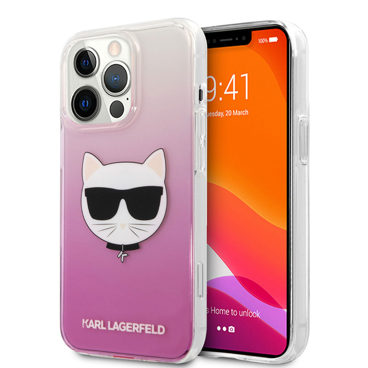 Karl Lagerfeld iPhone 14 Pro Max Sert TPU Choupette Dizayn Telefon Kılıfı