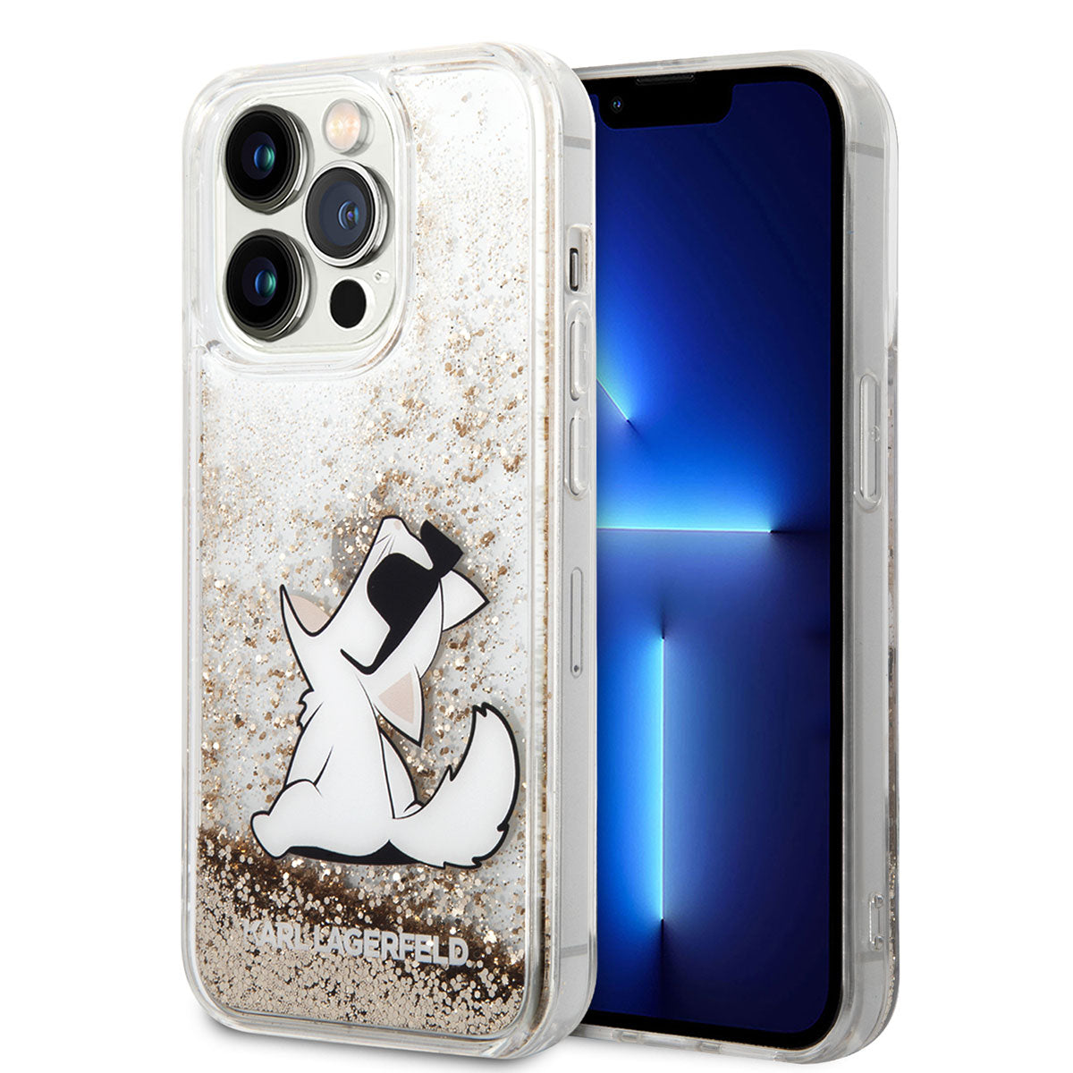 Karl Lagerfeld iPhone 14 Pro Max Sıvılı Simli Choupette Dizayn Telefon Kılıfı