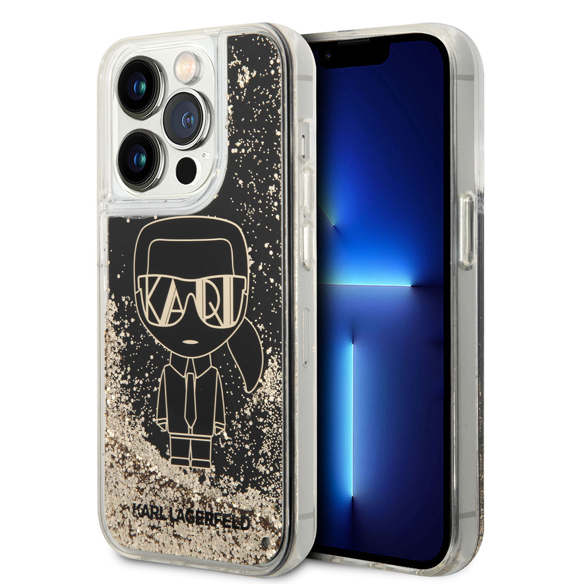 Karl Lagerfeld iPhone 14 Pro Max Sıvılı Simli Gatsby Dizayn Telefon Kılıfı