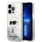 Karl Lagerfeld iPhone 14 Pro Max Kılıf Sıvılı Simli Karl Head Dizayn Telefon Kılıfı