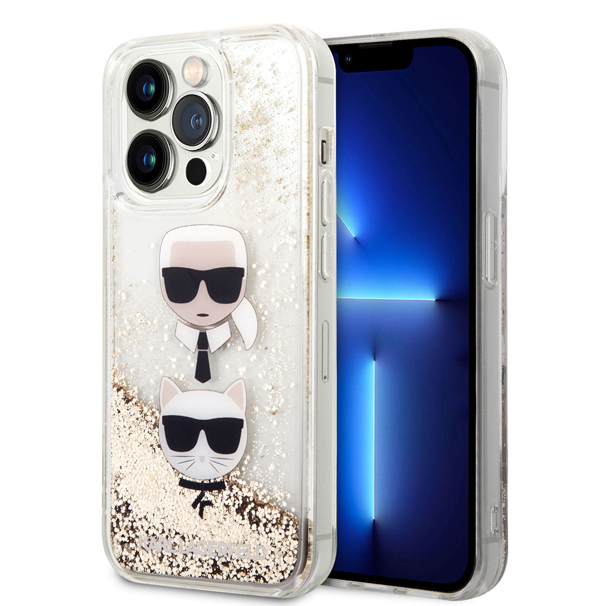 Karl Lagerfeld iPhone 14 Pro Max Sıvılı Simli K&C Head Dizayn Telefon Kılıfı