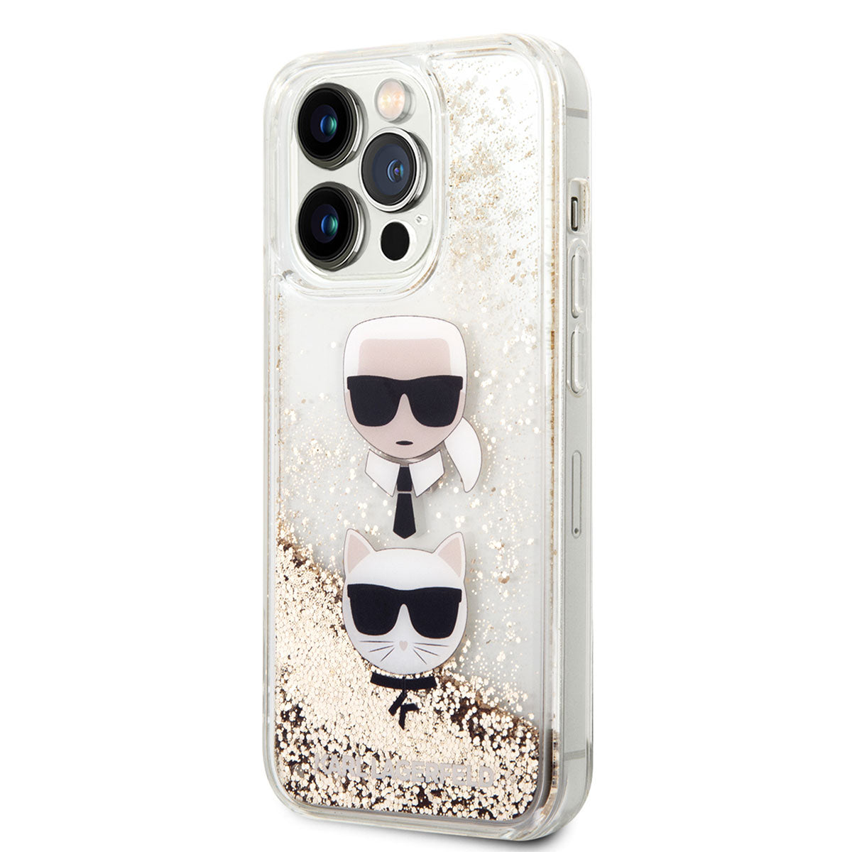 Karl Lagerfeld iPhone 14 Pro Max Sıvılı Simli K&C Head Dizayn Telefon Kılıfı