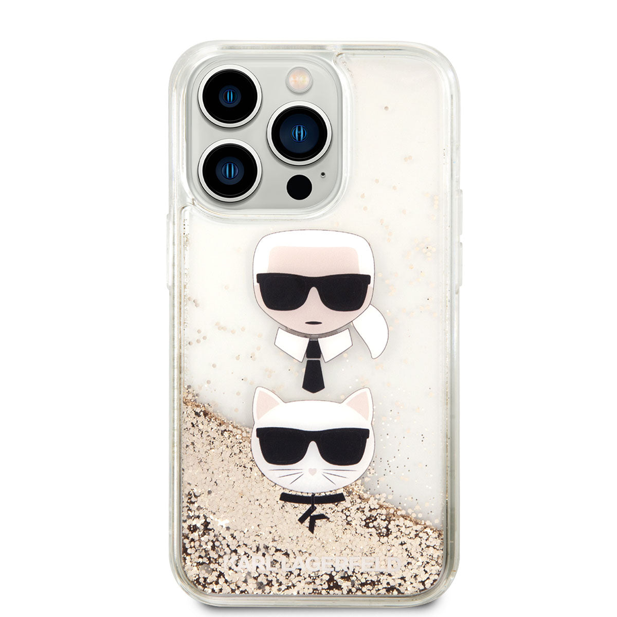 Karl Lagerfeld iPhone 14 Pro Max Sıvılı Simli K&C Head Dizayn Telefon Kılıfı