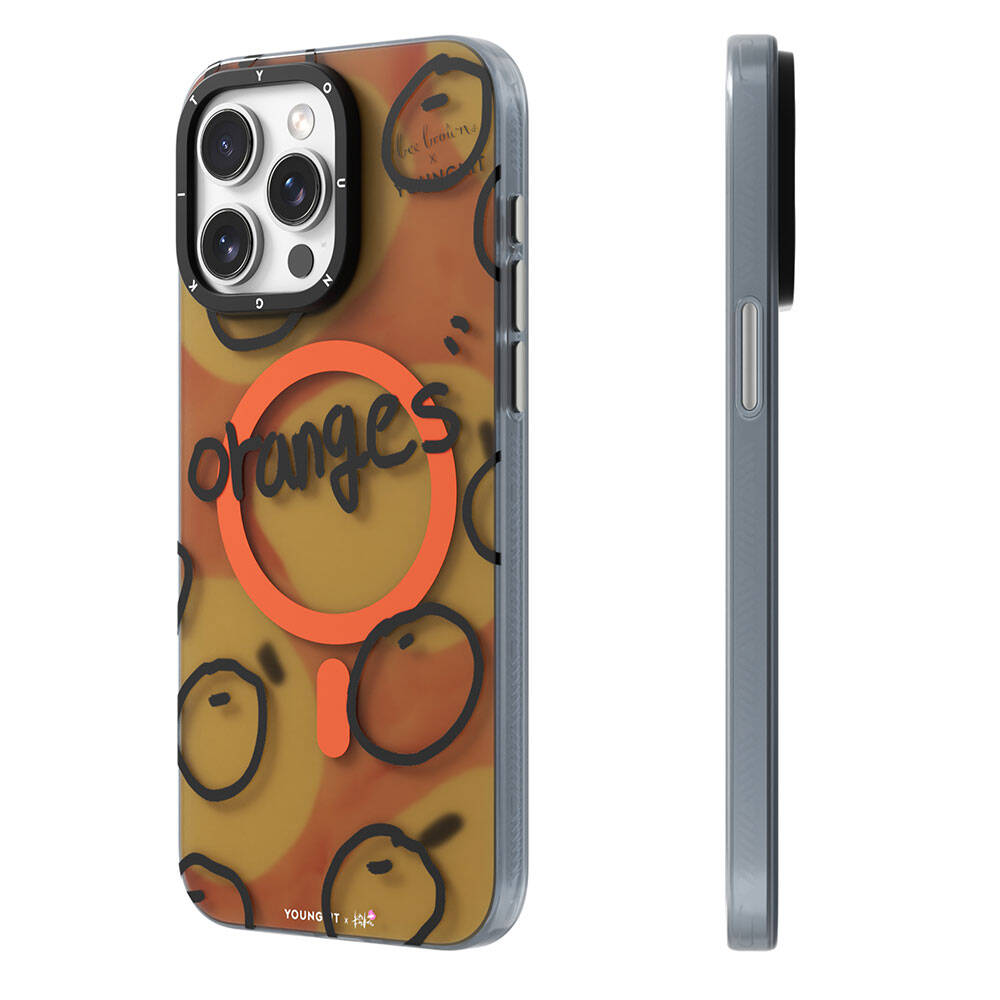 Youngkit Funny Serisi iPhone 14 Pro Max Magsafe Şarj Özellikli Bee Brown Tasarımlı Telefon Kılıfı - 1