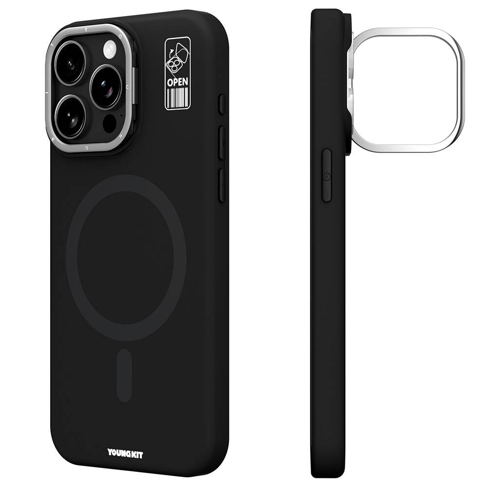 Youngkit Bitty Cream iPhone 14 Pro Max Magsafe Şarj Özellikli Kamera Standlı Silikon Telefon Kılıfı - 1