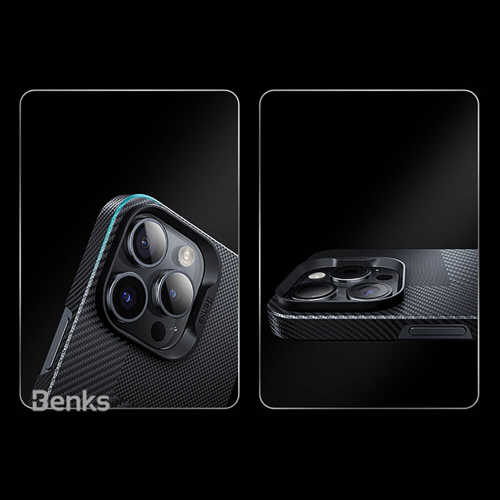 Benks Montage ArmorAir iPhone 14 Pro Max M-safe Şarj Özellikli Karbon Fiber Kevlar Kılıf