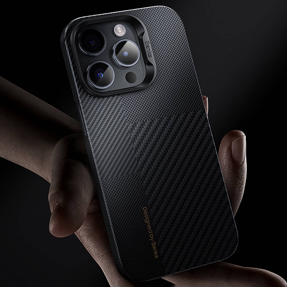Benks Montage ArmorAir iPhone 14 Pro Max M-safe Şarj Özellikli Karbon Fiber Kevlar Kılıf