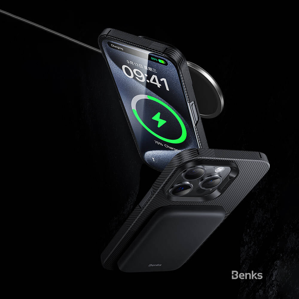Benks Montage ArmorAir iPhone 14 Pro Max M-safe Şarj Özellikli Karbon Fiber Kevlar Kılıf