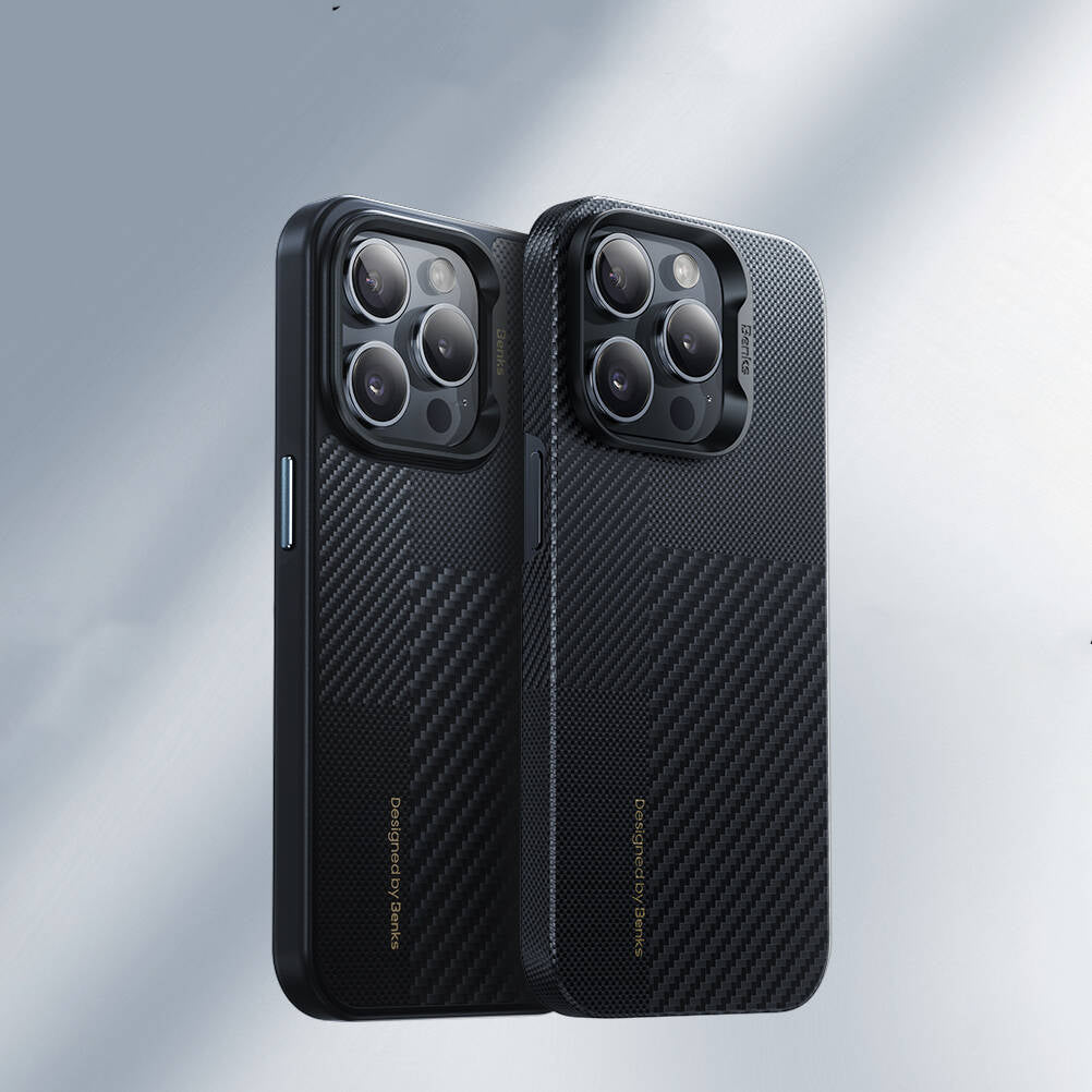 Benks Montage Hybrid ArmorPro iPhone 14 Pro Max Kılıf M-safe Şarj Özellikli Karbon Fiber Kevlar Kılıf