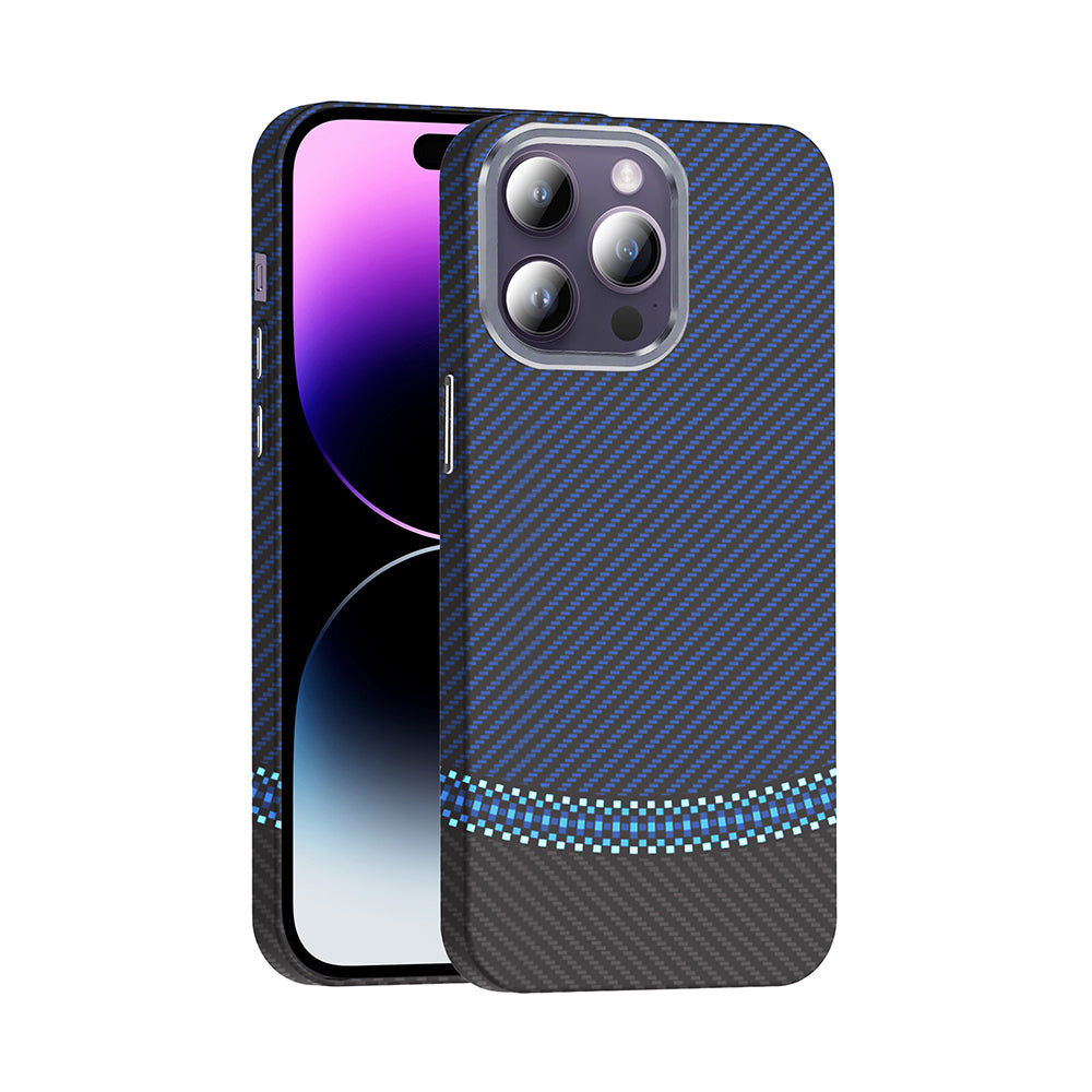 Cepax iPhone 14 Pro Max M-safe Şarj Özellikli Karbon Fiber Görünümlü Gros Kılıf