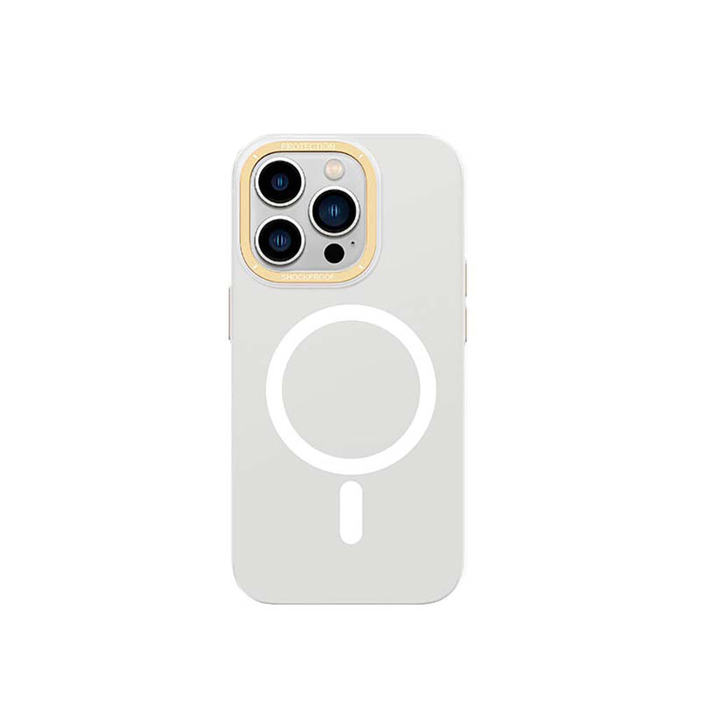 Recci Glaze Serisi iPhone 14 Pro Max M-safe Şarj Özellikli Metal Kamera Çerçeveli Kılıf