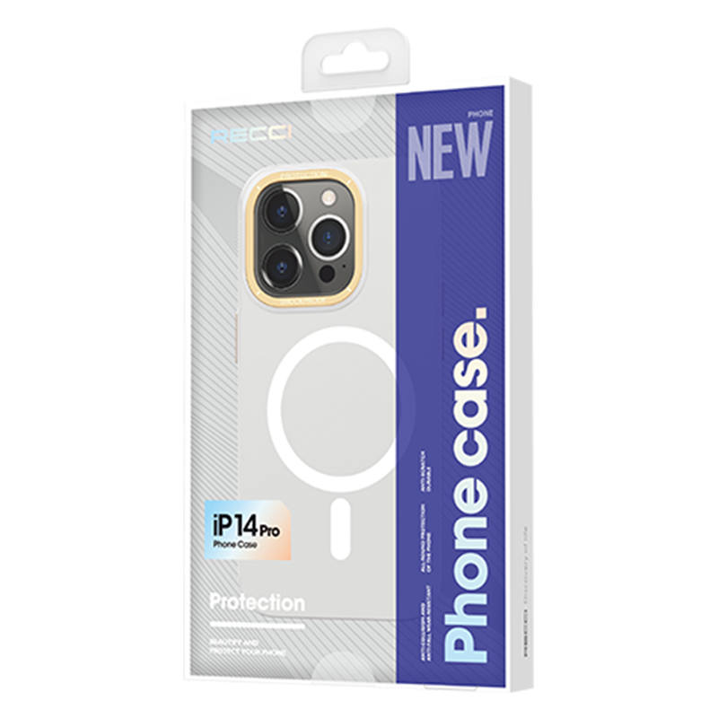 Recci Glaze Serisi iPhone 14 Pro Max M-safe Şarj Özellikli Metal Kamera Çerçeveli Kılıf