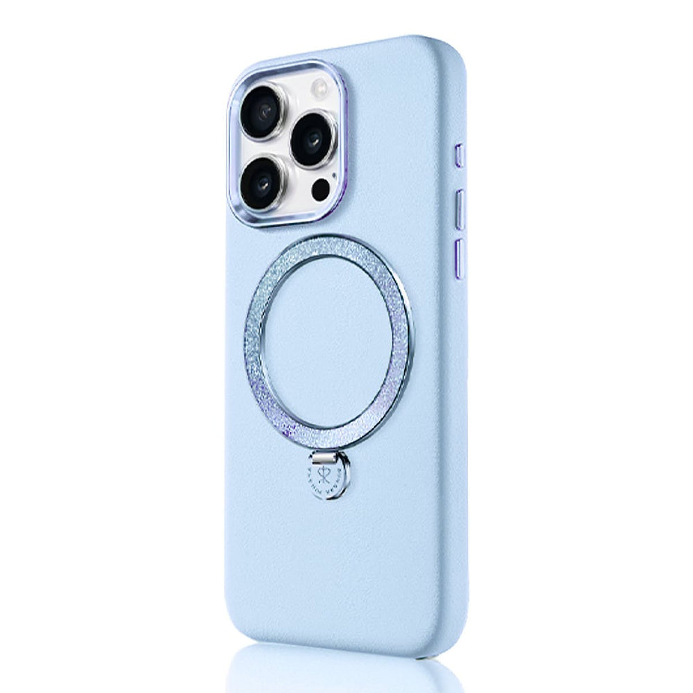 Pynana Dancing Circle Serisi iPhone 14 Pro Max M-safe Şarj Özellikli Standlı Suni Deri Tasarımlı Kılıf