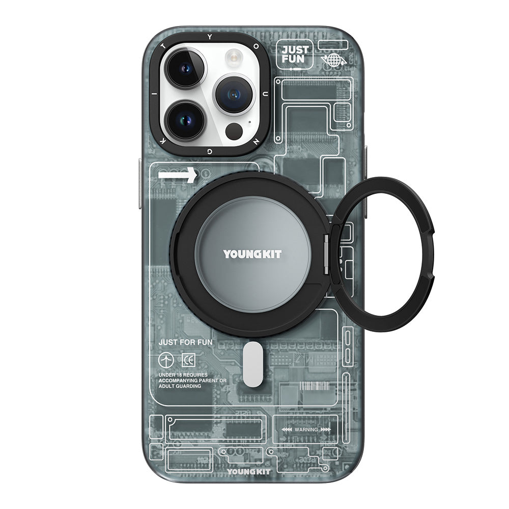 Youngkit 360° Standlı Technology Serisi iPhone 14 Pro Max M-safe Şarj Özellikli Kılıf