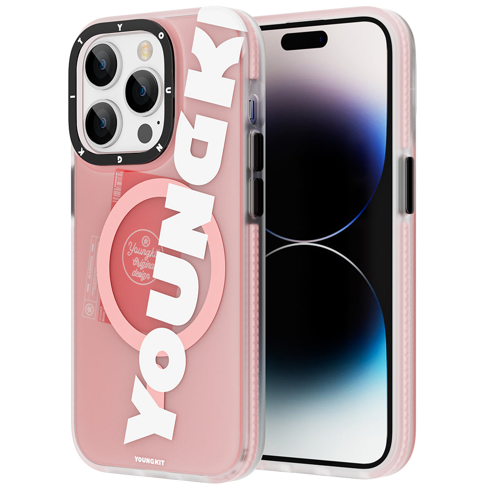 Youngkit Binfen Serisi iPhone 14 Pro Max Kılıf M-safe Şarj Özellikli Yazı Temalı Telefon Kılıfı - 1