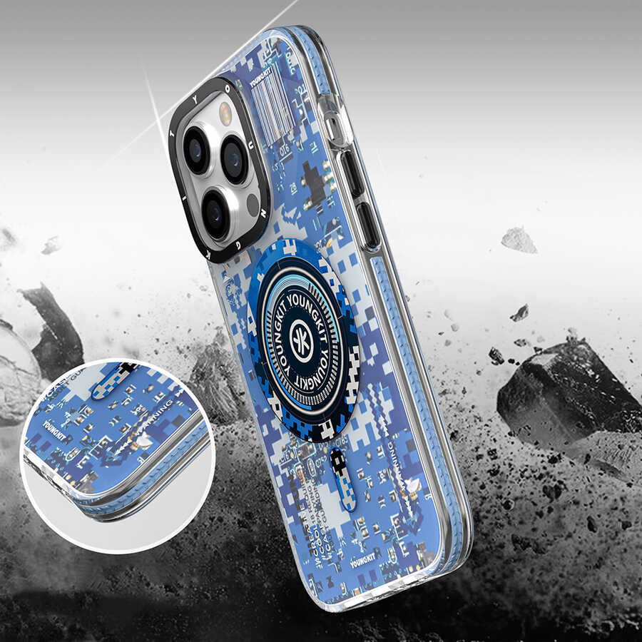 iPhone 14 Pro Max Kılıf M-safe Şarj Özellikli YoungKit Kamuflaj Serisi Kılıf - 5
