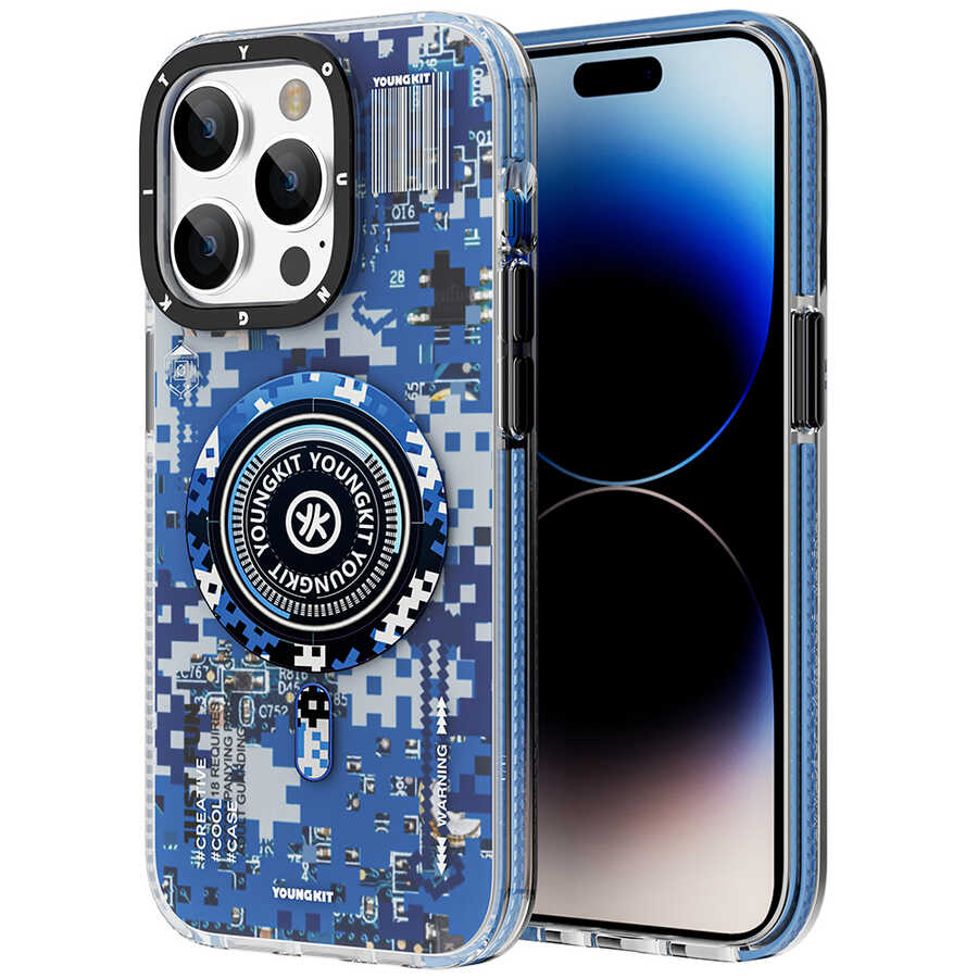 iPhone 14 Pro Max Kılıf M-safe Şarj Özellikli YoungKit Kamuflaj Serisi Kılıf - 7