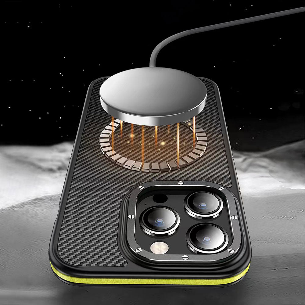 Wlons Marin iPhone 14 Pro Max Mat Transparan Karbon Fiber Görünümlü Telefon Kılıfı