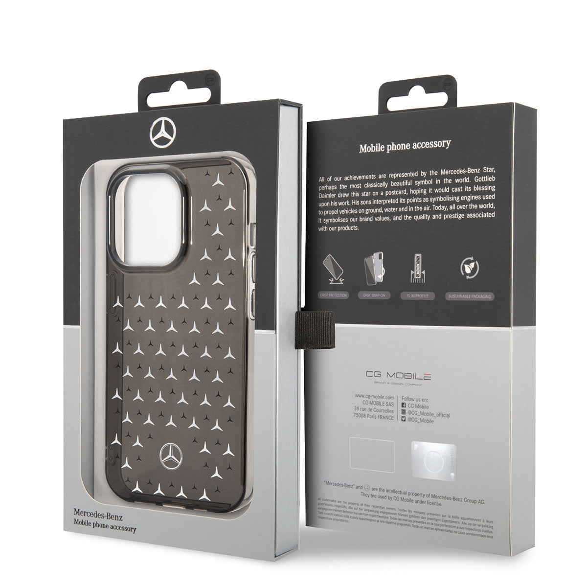 Mercedes Benz iPhone 14 Pro Max Çift Katmanlı Yıldız Desenli Dizayn Telefon Kılıfı