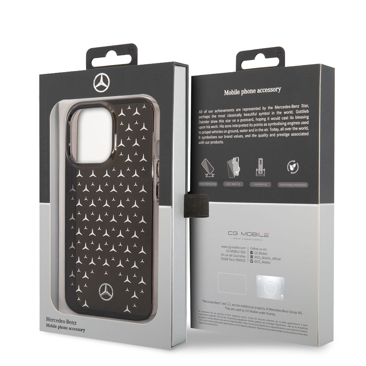 Mercedes Benz iPhone 14 Pro Max Transparan Yıldızlı Dizayn Telefon Kılıfı