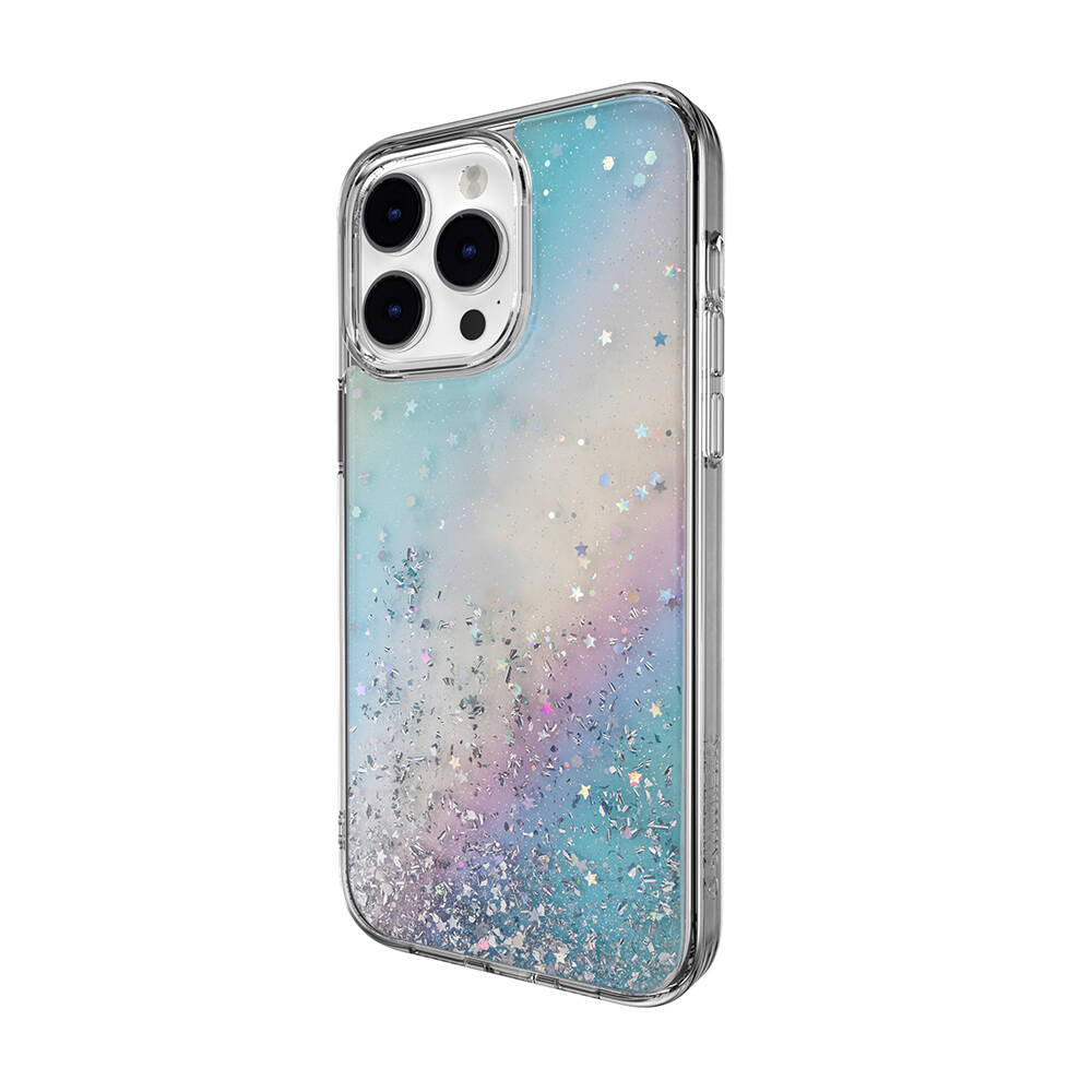 Switcheasy Starfield iPhone 14 Pro Max Parlayan Simli Şeffaf Lisanslı Kılıf