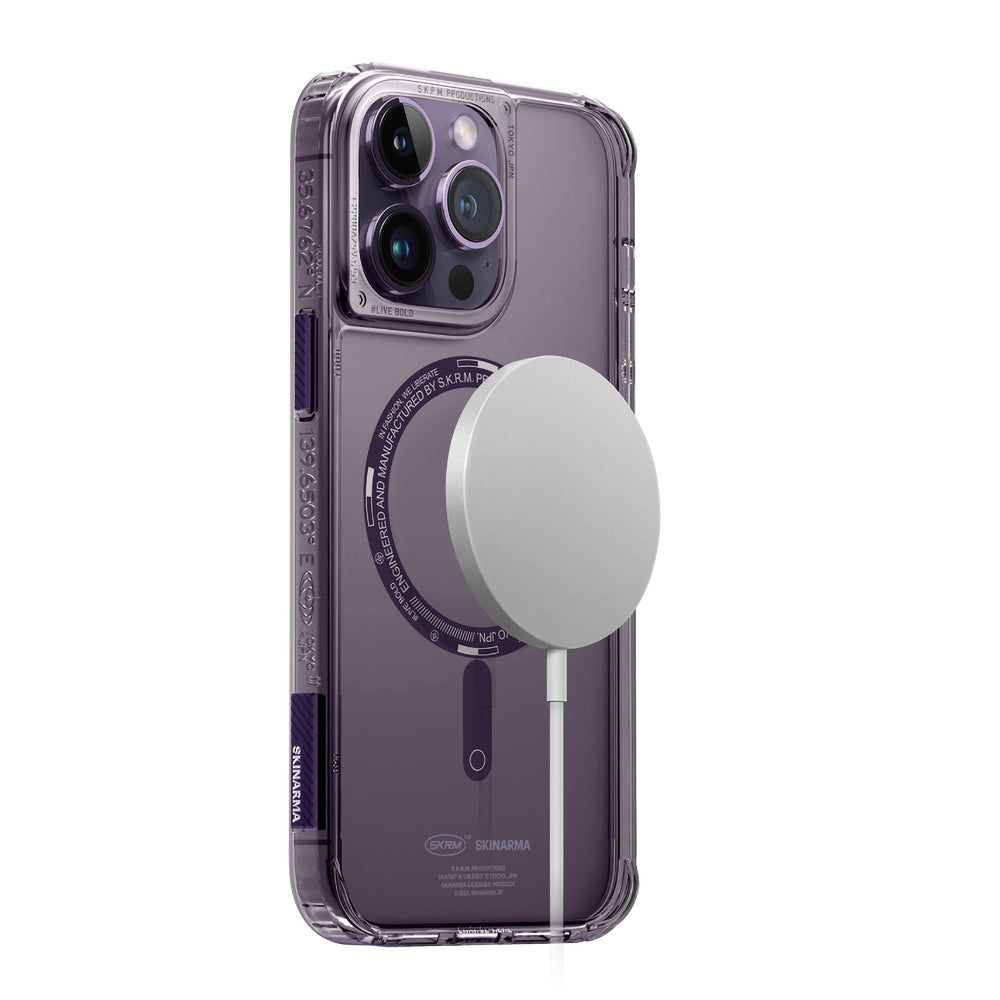 SkinArma iPhone 14 Pro Max Şeffaf Airbag Tasarımlı M-safe Şarj Özellikli Saido Kılıf