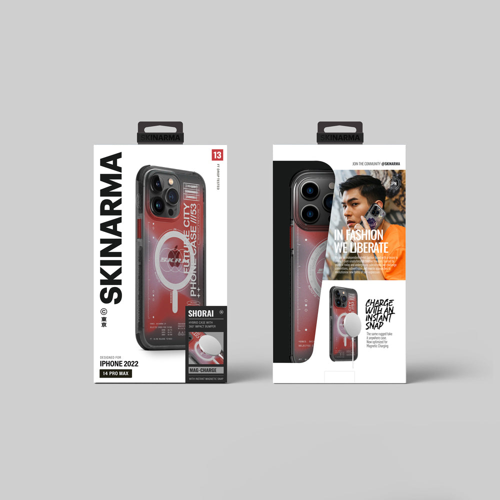SkinArma iPhone 14 Pro Max Şeffaf Airbag Tasarımlı M-safe Şarj Özellikli Shorai Kılıf