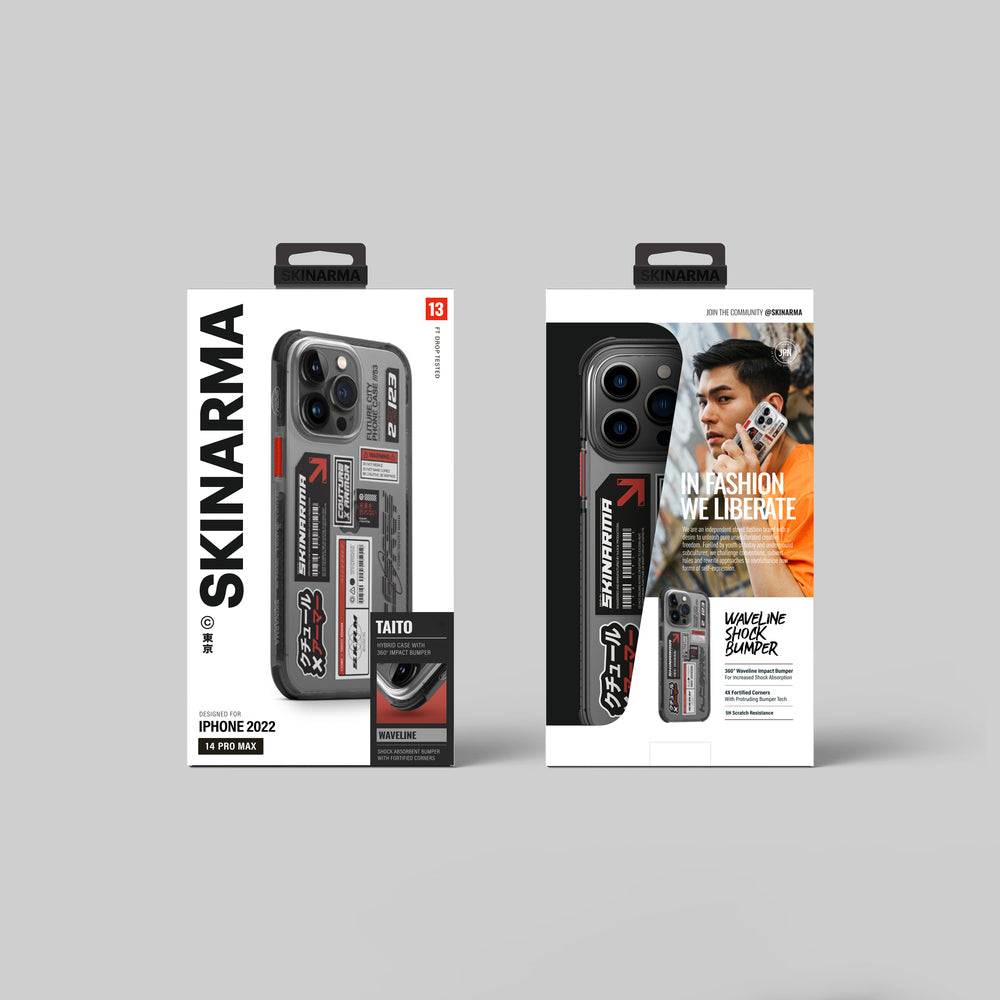 SkinArma iPhone 14 Pro Max Şeffaf Desenli Airbag Tasarımlı Taito Telefon Kılıfı